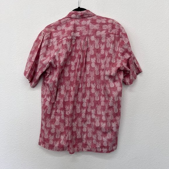 Two paddles‎ short sleeve pineapple mens button down red aloha print shirt Size: - Picture 7 of 7